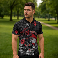 Personalised Hawaiian And Japanese Zipper Polo Shirt Aloha Koi Fish Palaka Patterns - Polynesian Pride