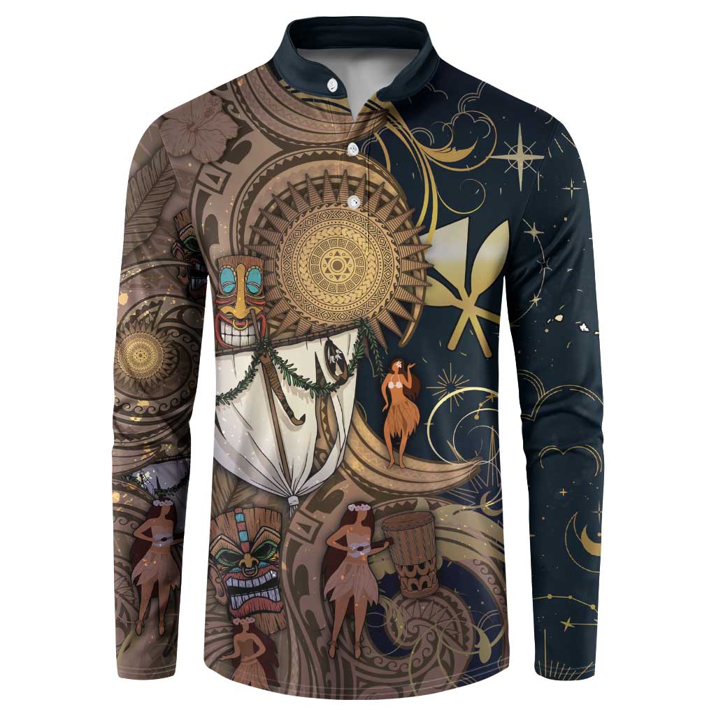 Hawaii Makahiki Button Sweatshirt Polynesian Sky And Earth - Polynesian Pride