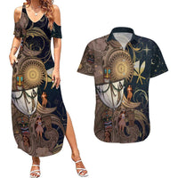 Hawaii Makahiki Couples Matching Summer Maxi Dress and Hawaiian Shirt Polynesian Sky And Earth - Polynesian Pride