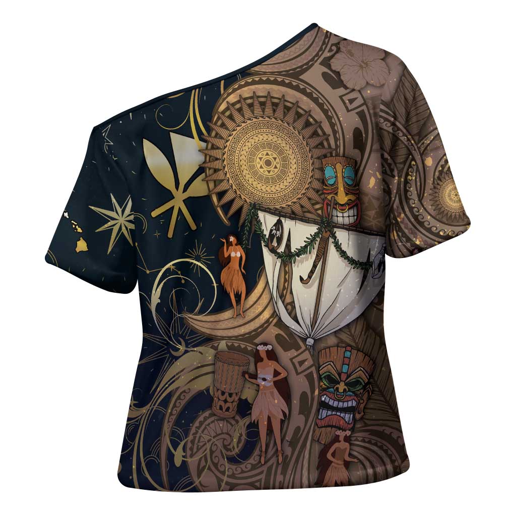 Hawaii Makahiki Cross Shoulder Shirt Polynesian Sky And Earth - Polynesian Pride
