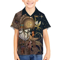 Hawaii Makahiki Family Matching Long Sleeve Bodycon Dress and Hawaiian Shirt Polynesian Sky And Earth - Polynesian Pride