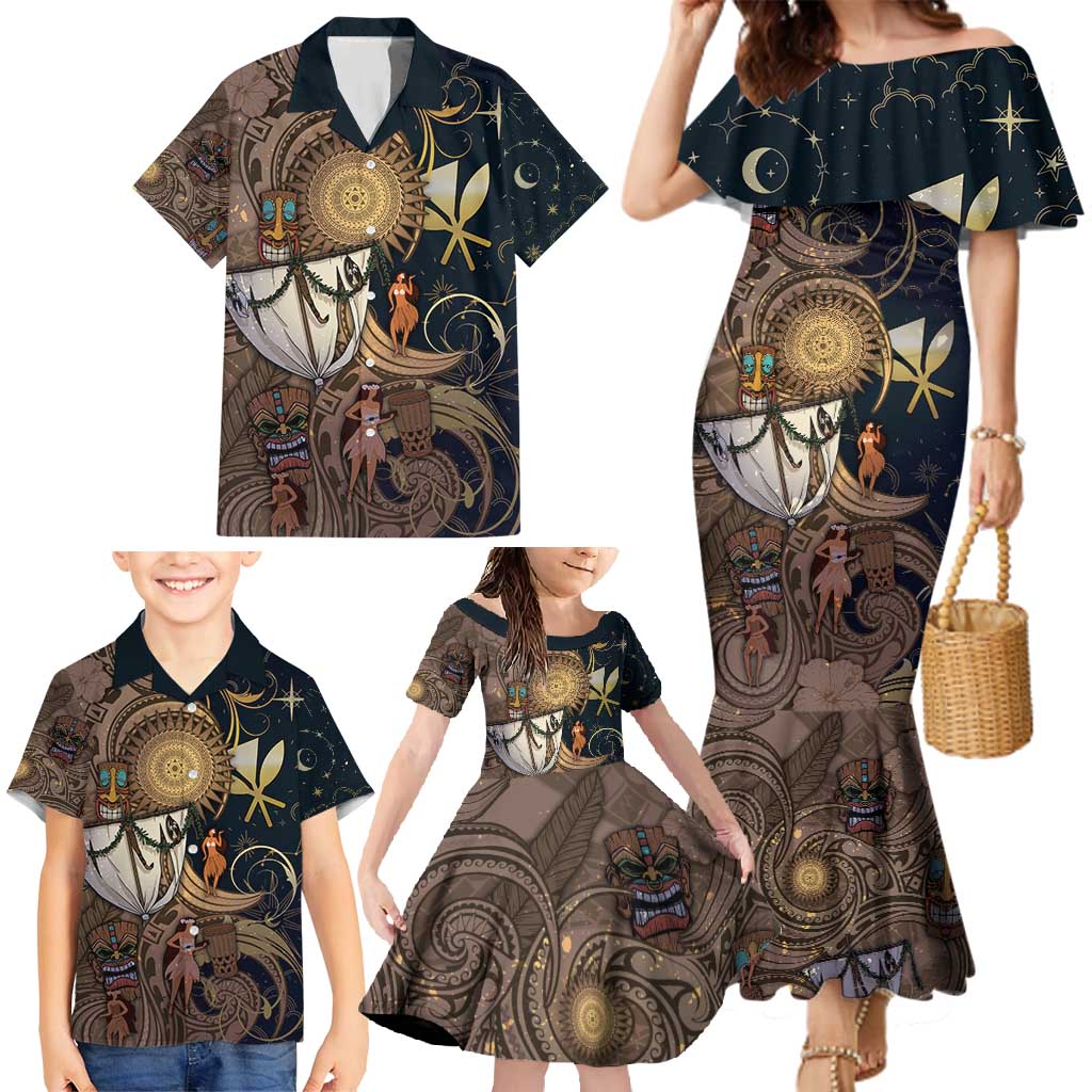 Hawaii Makahiki Family Matching Mermaid Dress and Hawaiian Shirt Polynesian Sky And Earth - Polynesian Pride