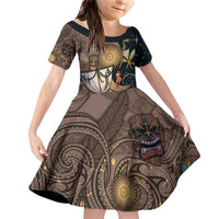 Hawaii Makahiki Family Matching Off Shoulder Short Dress and Hawaiian Shirt Polynesian Sky And Earth - Polynesian Pride