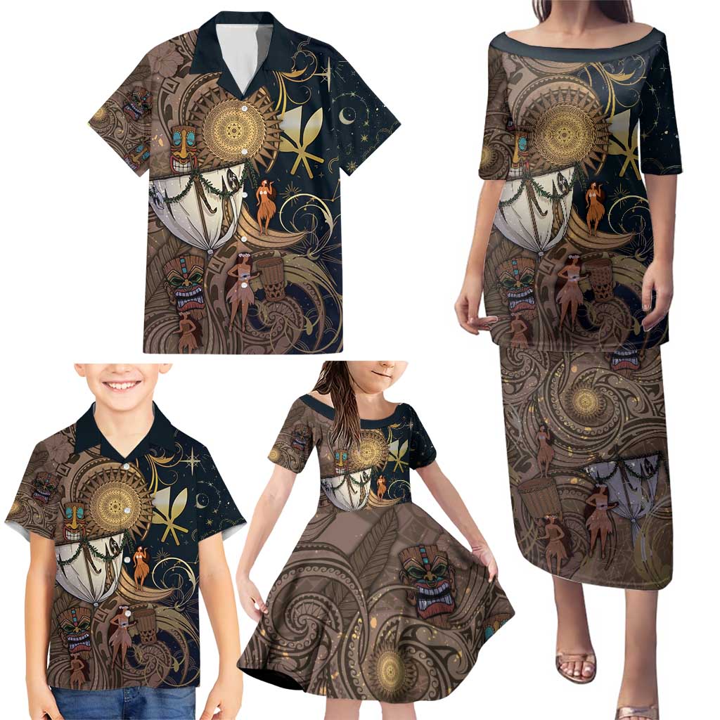 Hawaii Makahiki Family Matching Puletasi and Hawaiian Shirt Polynesian Sky And Earth DT05 - Polynesian Pride
