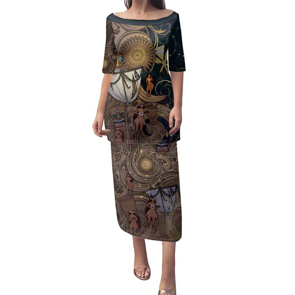 Hawaii Makahiki Family Matching Puletasi and Hawaiian Shirt Polynesian Sky And Earth - Polynesian Pride