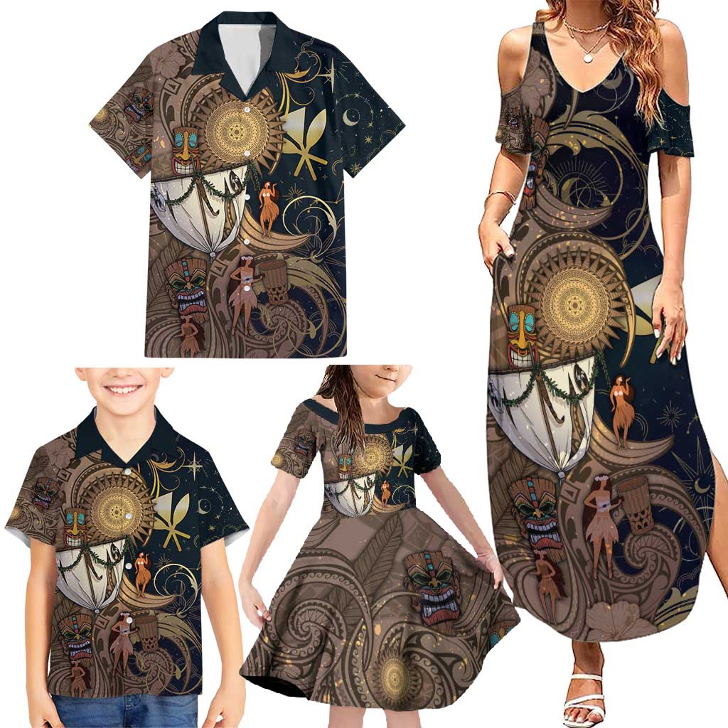 Hawaii Makahiki Family Matching Summer Maxi Dress and Hawaiian Shirt Polynesian Sky And Earth DT05 - Polynesian Pride