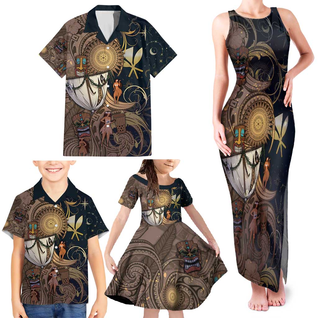Hawaii Makahiki Family Matching Tank Maxi Dress and Hawaiian Shirt Polynesian Sky And Earth - Polynesian Pride