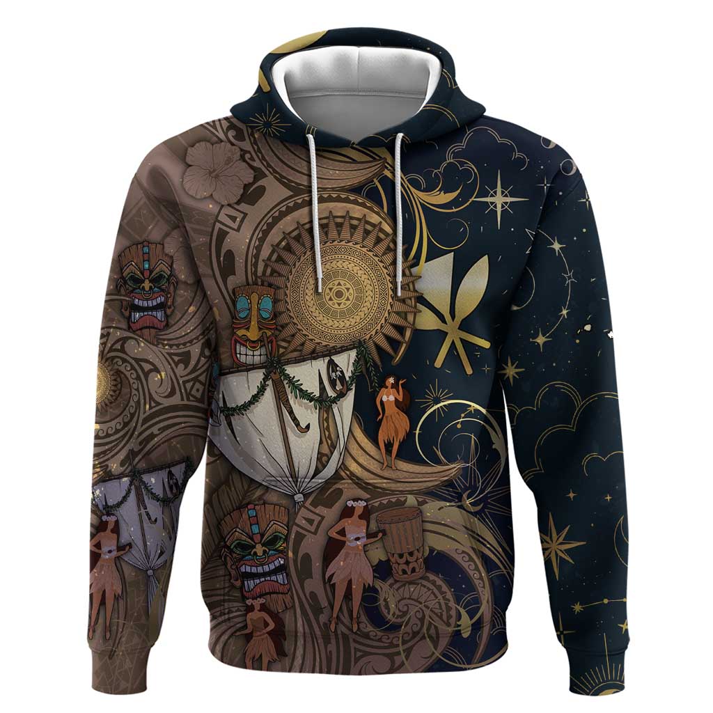 Hawaii Makahiki Hoodie Polynesian Sky And Earth DT05 Pullover Hoodie Gold - Polynesian Pride