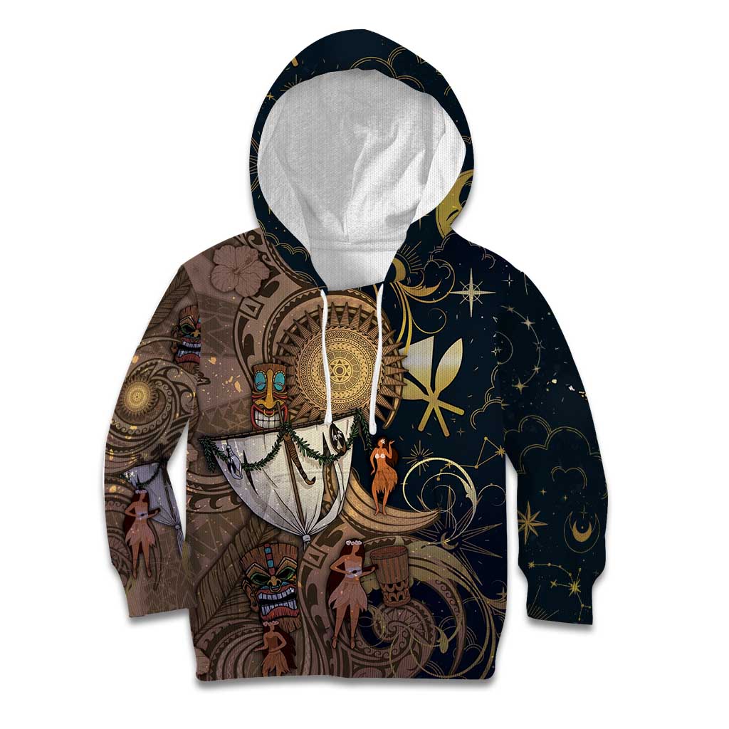 Hawaii Makahiki Kid Hoodie Polynesian Sky And Earth DT05 Hoodie Gold - Polynesian Pride