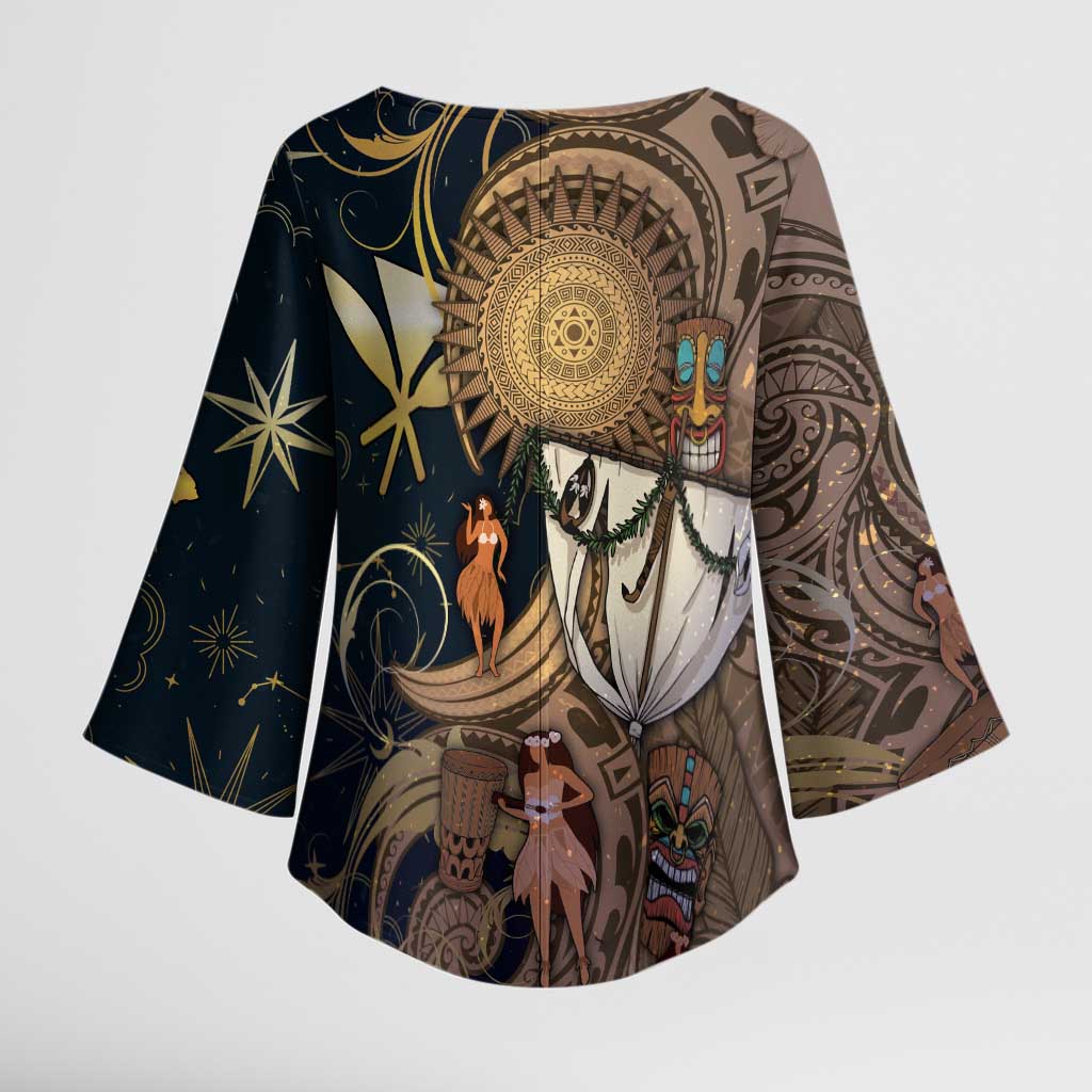 Hawaii Makahiki Kimono Sleeve Blouse Polynesian Sky And Earth - Polynesian Pride