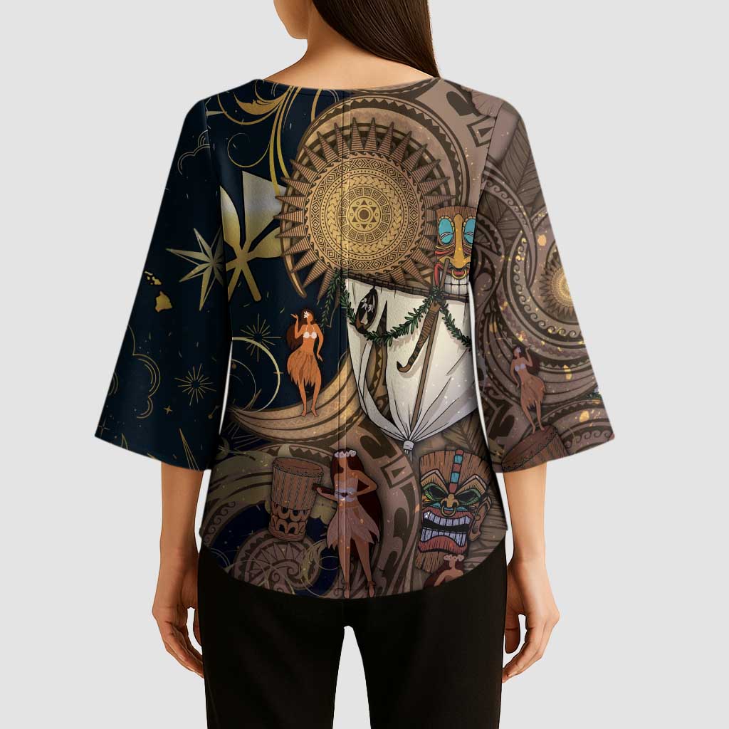 Hawaii Makahiki Kimono Sleeve Blouse Polynesian Sky And Earth - Polynesian Pride