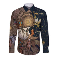 Hawaii Makahiki Long Sleeve Button Shirt Polynesian Sky And Earth - Polynesian Pride