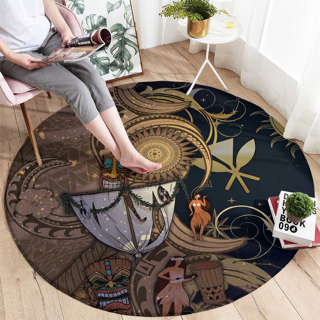 Hawaii Makahiki Round Carpet Polynesian Sky And Earth - Polynesian Pride