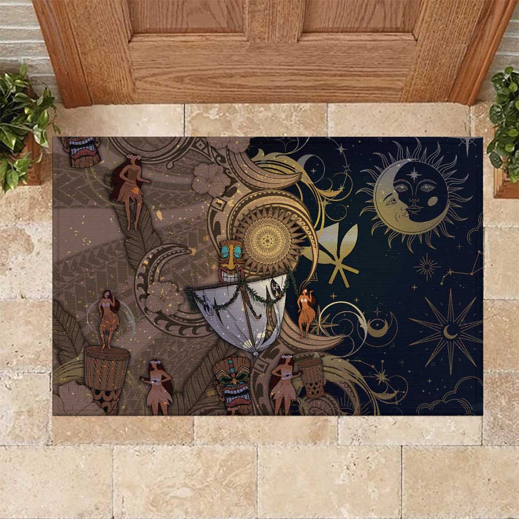 Hawaii Makahiki Rubber Doormat Polynesian Sky And Earth - Polynesian Pride