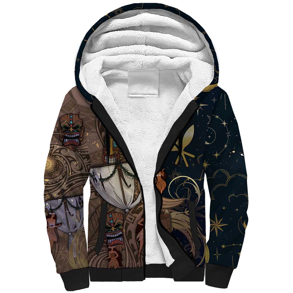 Hawaii Makahiki Sherpa Hoodie Polynesian Sky And Earth DT05 Unisex Gold - Polynesian Pride