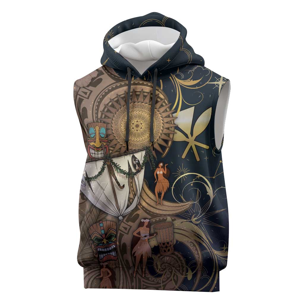 Hawaii Makahiki Sleeveless Hoodie Polynesian Sky And Earth - Polynesian Pride