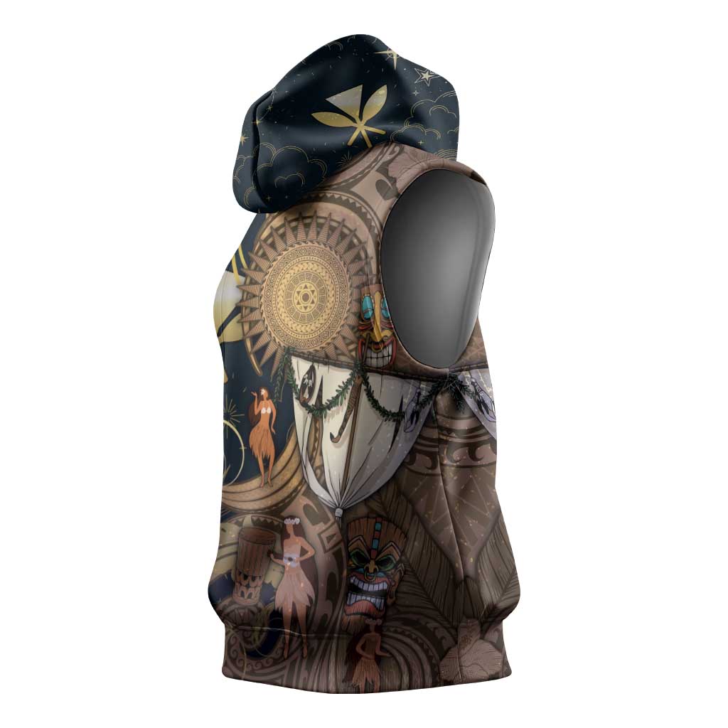 Hawaii Makahiki Sleeveless Hoodie Polynesian Sky And Earth - Polynesian Pride