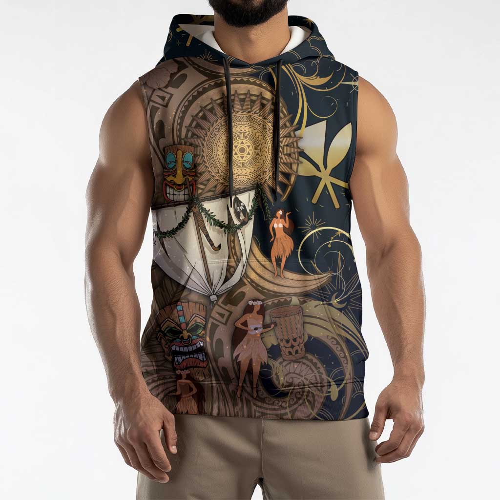 Hawaii Makahiki Sleeveless Hoodie Polynesian Sky And Earth - Polynesian Pride