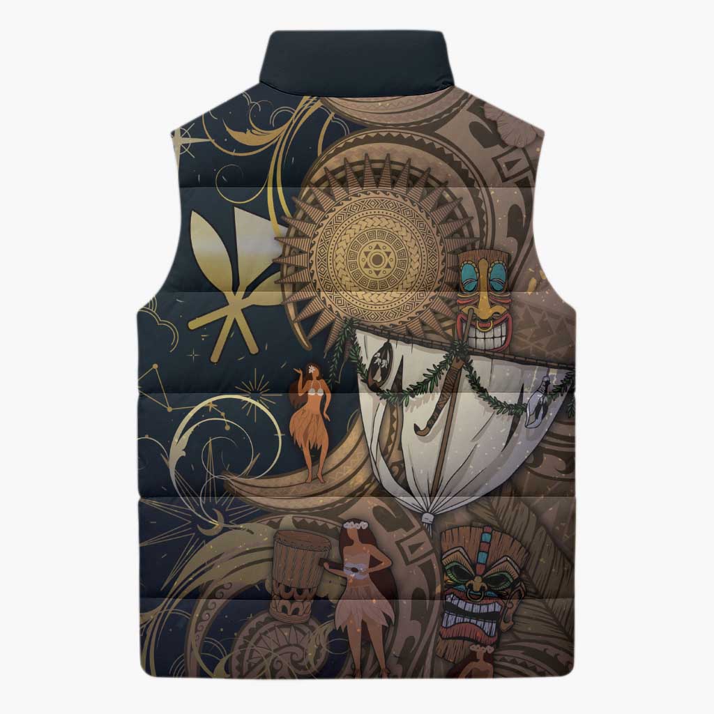Hawaii Makahiki Sleeveless Puffer Jacket Polynesian Sky And Earth - Polynesian Pride