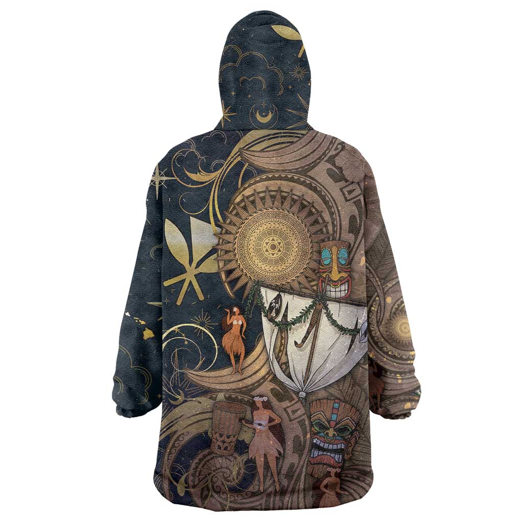 Hawaii Makahiki Wearable Blanket Hoodie Polynesian Sky And Earth - Polynesian Pride
