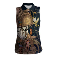 Hawaii Makahiki Women Sleeveless Polo Shirt Polynesian Sky And Earth - Polynesian Pride