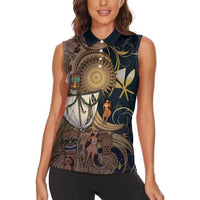 Hawaii Makahiki Women Sleeveless Polo Shirt Polynesian Sky And Earth - Polynesian Pride