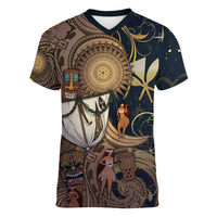 Hawaii Makahiki Women V-Neck T-Shirt Polynesian Sky And Earth - Polynesian Pride