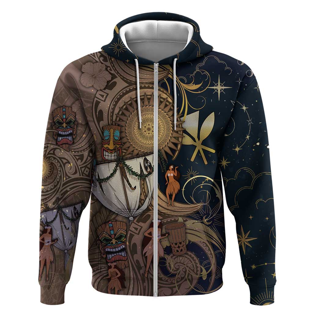 Hawaii Makahiki Zip Hoodie Polynesian Sky And Earth - Polynesian Pride