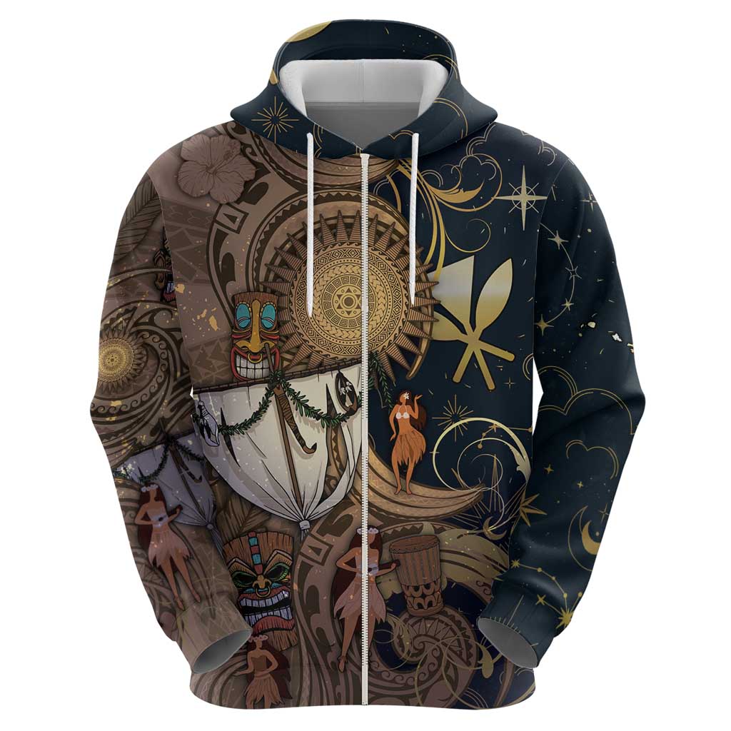 Hawaii Makahiki Zip Hoodie Polynesian Sky And Earth - Polynesian Pride
