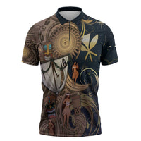 Hawaii Makahiki Zipper Polo Shirt Polynesian Sky And Earth - Polynesian Pride