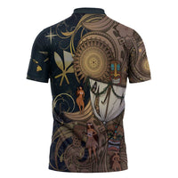 Hawaii Makahiki Zipper Polo Shirt Polynesian Sky And Earth - Polynesian Pride