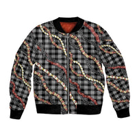 Hawaii Palaka Niihau Shell Lei Bomber Jacket Tropical Island Plaid Patterns DT05 Unisex Black - Polynesian Pride