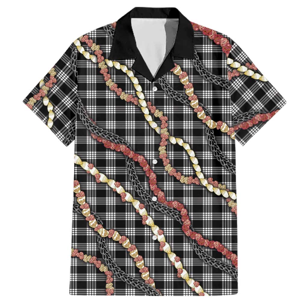 Hawaii Palaka Niihau Shell Lei Family Matching Short Sleeve Bodycon Dress and Hawaiian Shirt Tropical Island Plaid Patterns