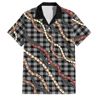 Hawaii Palaka Niihau Shell Lei Family Matching Short Sleeve Bodycon Dress and Hawaiian Shirt Tropical Island Plaid Patterns