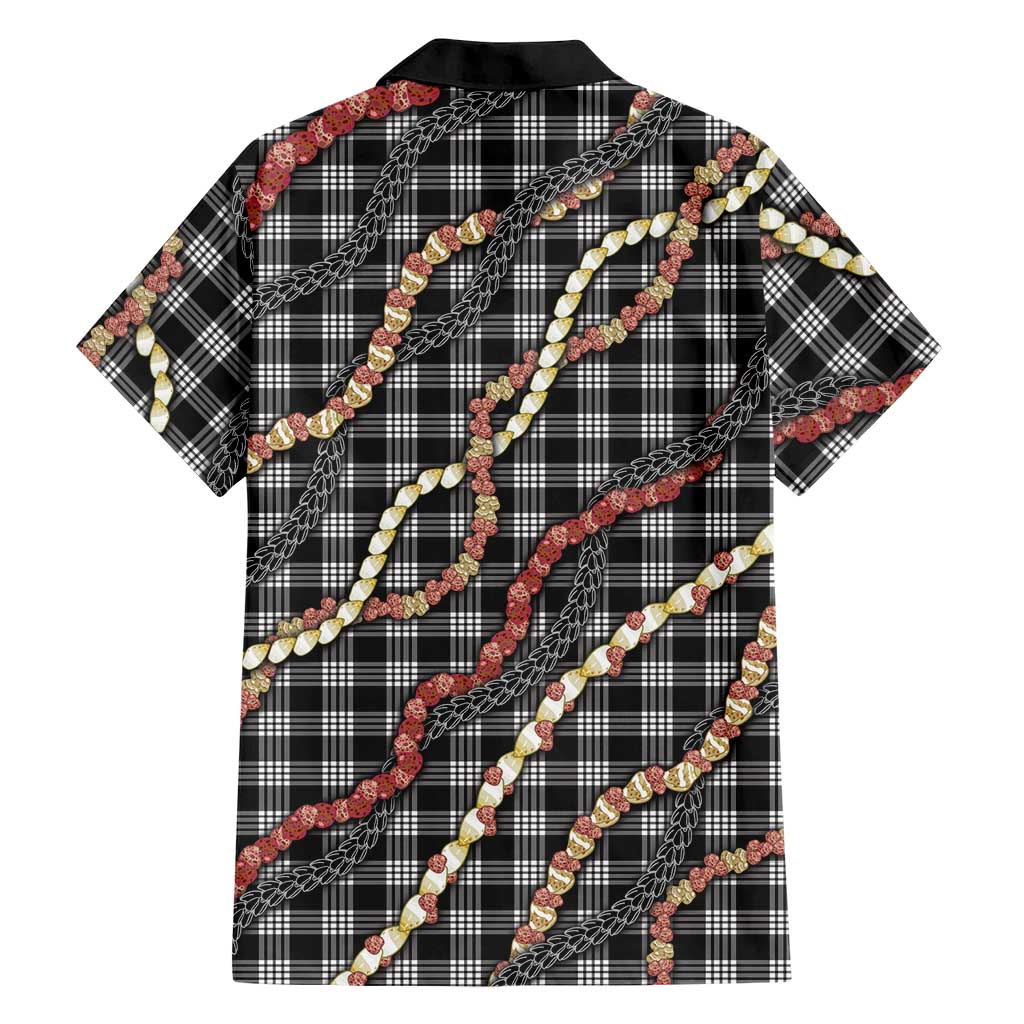 Hawaii Palaka Niihau Shell Lei Family Matching Short Sleeve Bodycon Dress and Hawaiian Shirt Tropical Island Plaid Patterns