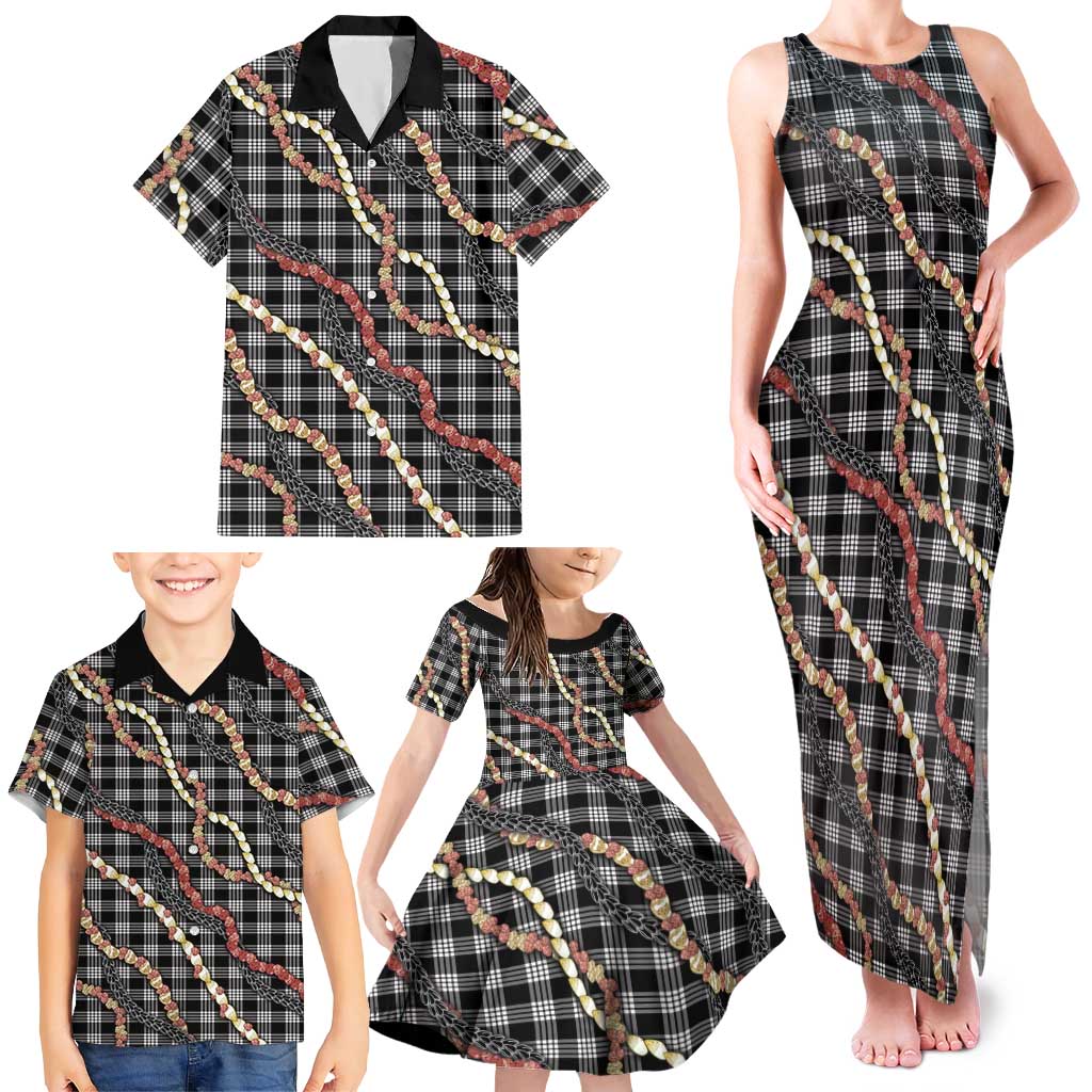 Hawaii Palaka Niihau Shell Lei Family Matching Tank Maxi Dress and Hawaiian Shirt Tropical Island Plaid Patterns DT05 - Polynesian Pride