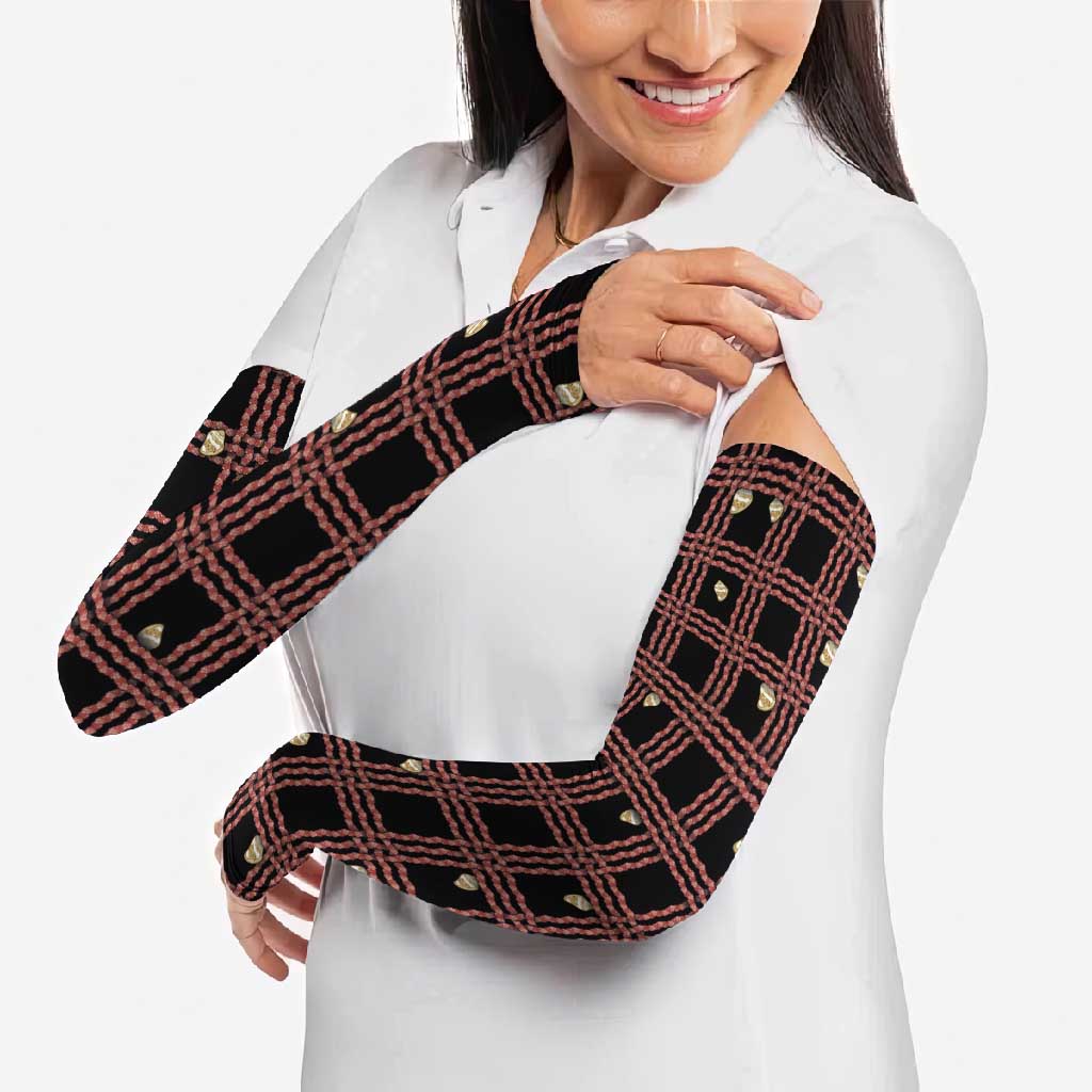 Hawaii Palaka Kahelelani Shell Lei Costume Arm Sleeves Plaid Patterns DT05 - Polynesian Pride