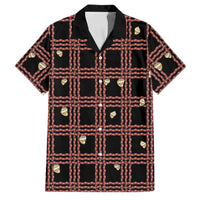 Hawaii Palaka Kahelelani Shell Lei Costume Family Matching Long Sleeve Bodycon Dress and Hawaiian Shirt Plaid Patterns