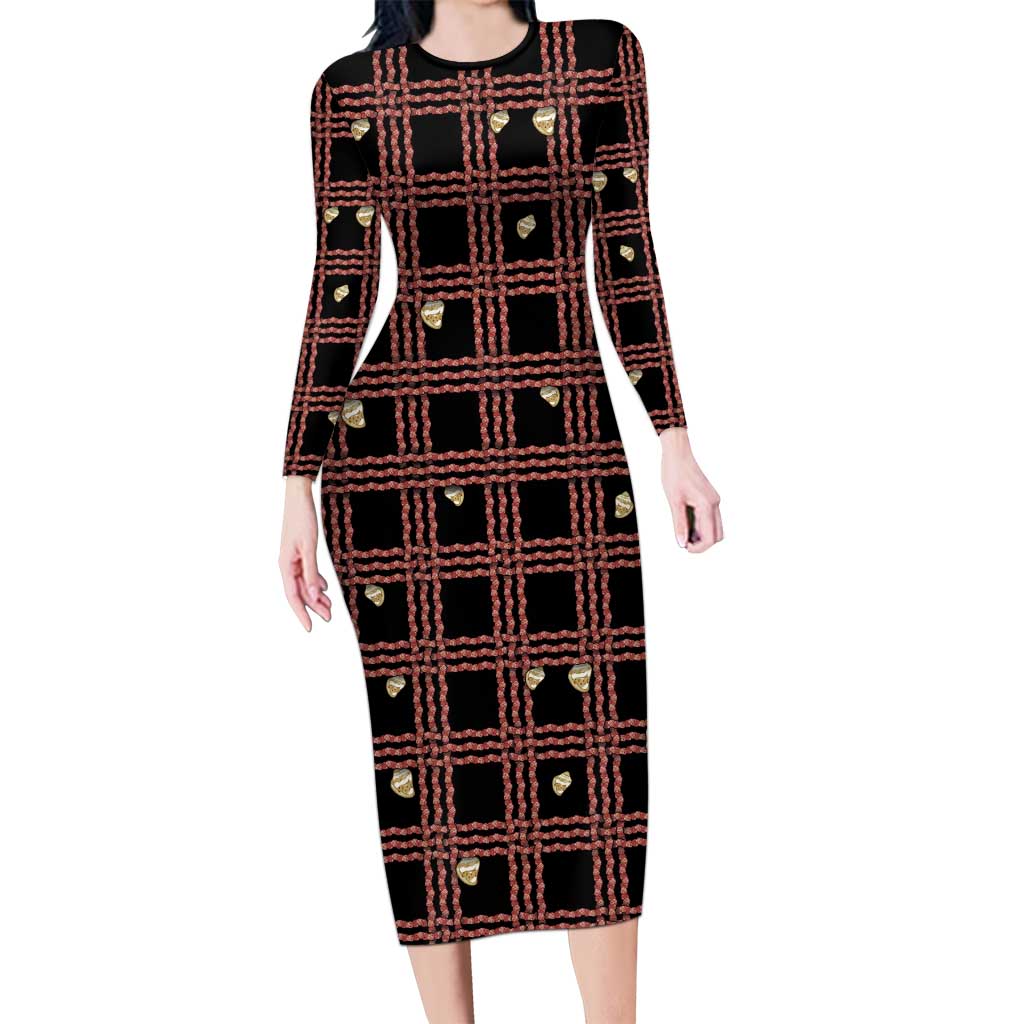 Hawaii Palaka Kahelelani Shell Lei Costume Family Matching Long Sleeve Bodycon Dress and Hawaiian Shirt Plaid Patterns