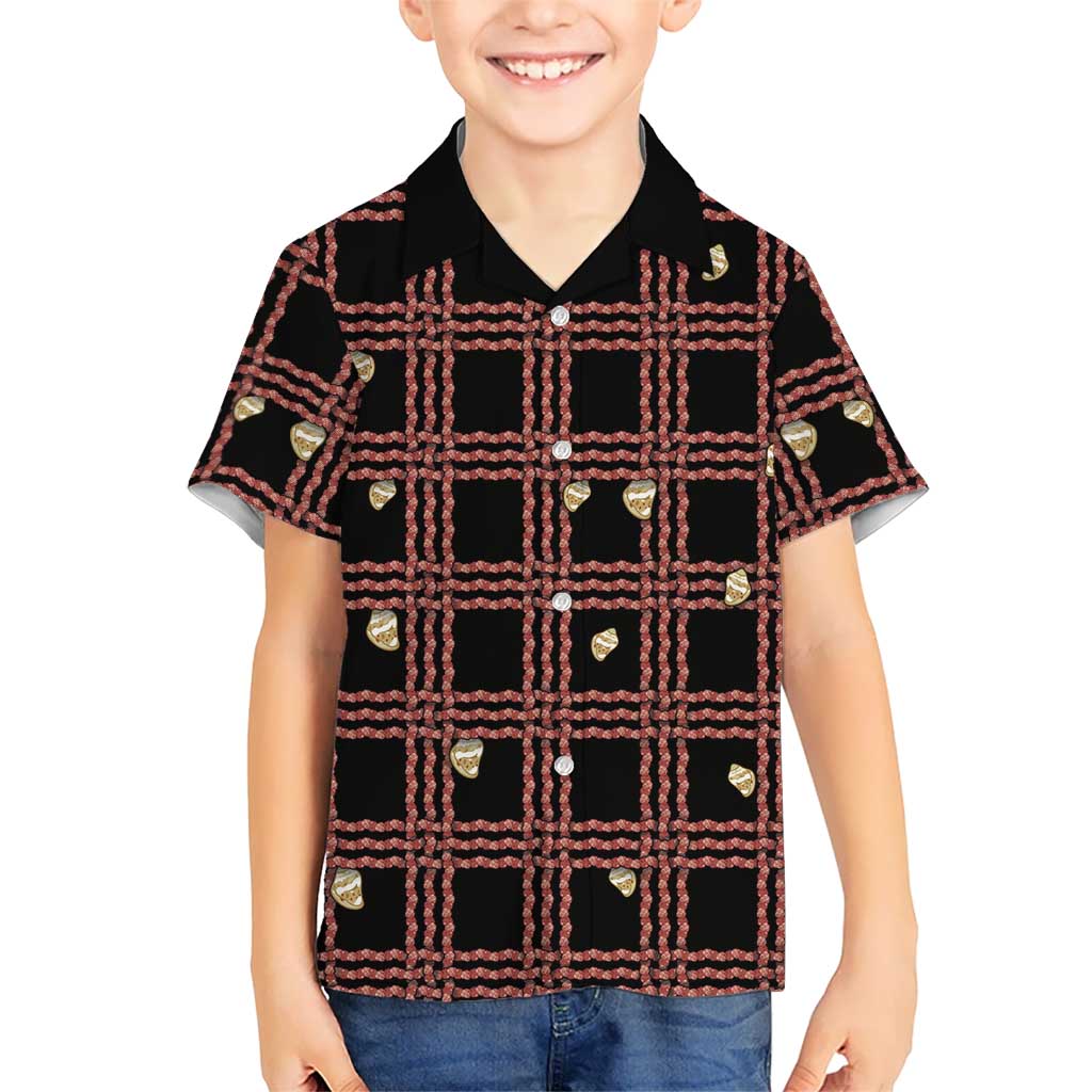 Hawaii Palaka Kahelelani Shell Lei Costume Family Matching Long Sleeve Bodycon Dress and Hawaiian Shirt Plaid Patterns