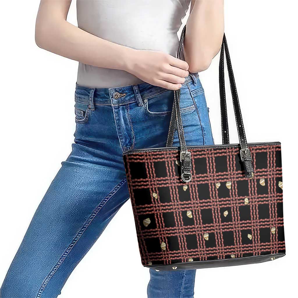 Hawaii Palaka Kahelelani Shell Lei Costume Leather Tote Bag Plaid Patterns