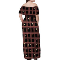 Hawaii Palaka Kahelelani Shell Lei Costume Off Shoulder Maxi Dress Plaid Patterns DT05 - Polynesian Pride