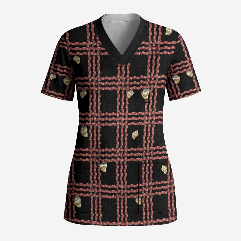 Hawaii Palaka Kahelelani Shell Lei Costume Scrub Top Plaid Patterns