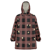Hawaii Palaka Kahelelani Shell Lei Costume Wearable Blanket Hoodie Plaid Patterns DT05 One Size Black - Polynesian Pride