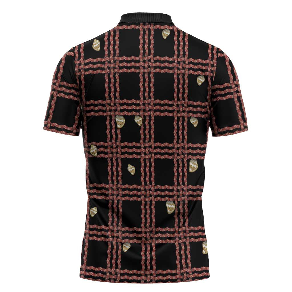 Hawaii Palaka Kahelelani Shell Lei Costume Zipper Polo Shirt Plaid Patterns DT05 - Polynesian Pride