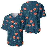 Hawaii Monstera Baseball Jersey Hibiscus Flowers Simple Style - Polynesian Pride