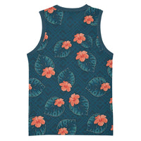 Hawaii Monstera Basketball Jersey Hibiscus Flowers Simple Style DT05 - Polynesian Pride