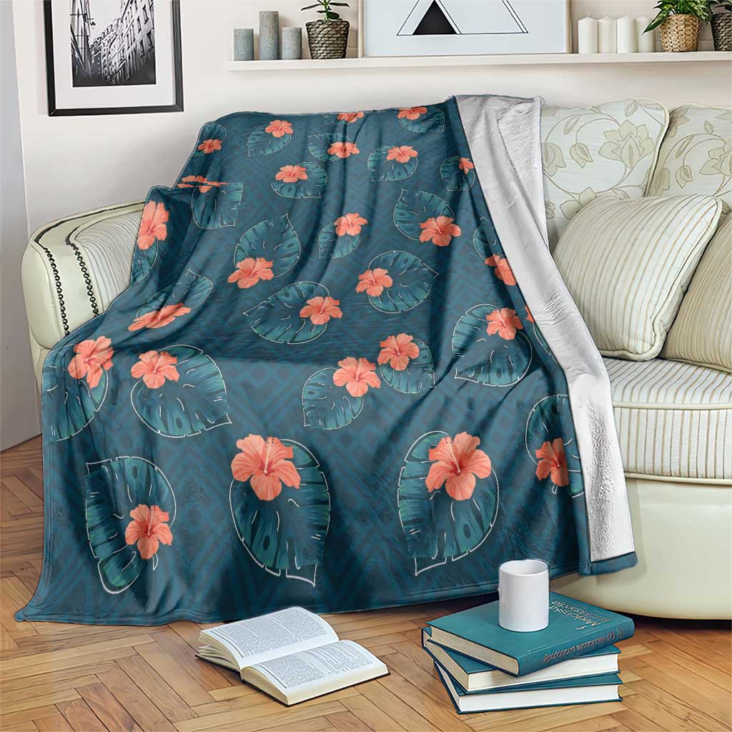 Hawaii Monstera Blanket Hibiscus Flowers Simple Style - Polynesian Pride