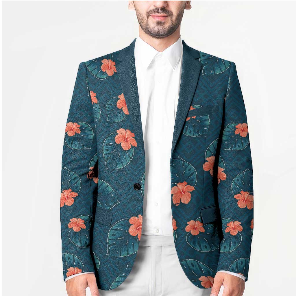 Hawaii Monstera Blazer Hibiscus Flowers Simple Style DT05 - Polynesian Pride