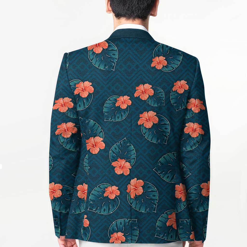 Hawaii Monstera Blazer Hibiscus Flowers Simple Style DT05 - Polynesian Pride
